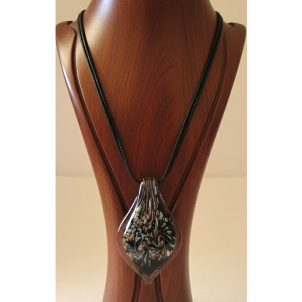 Teardrop Glass Pendant Necklace Glitter‎ Boho Abstract Fashion Bold Jewelry